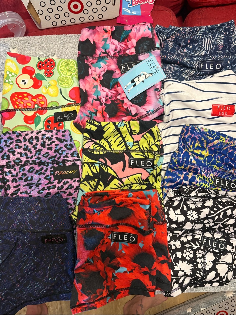 🌸 FLEO + Peachy Athletic Workout Shorts Bundle — 10 Pairs — Like New